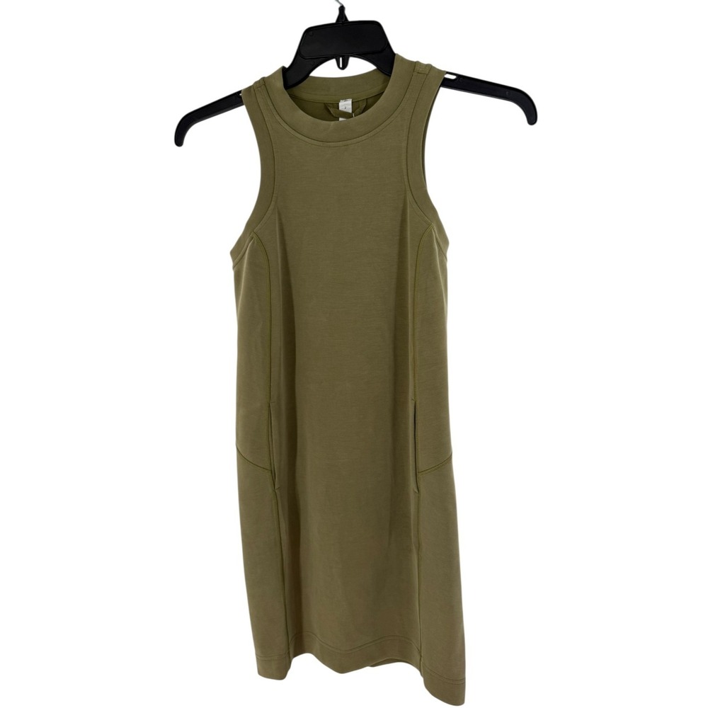 Lululemon Sleeveless Sz 2 Green Softstreme Back In Action Mini Dress READ